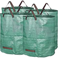 Famanu - Tuinzakken 272L - Ruimte voor al je tuinafval - Stevig polypropyleenweefsel - Groen 4 stuks