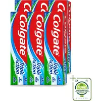 Colgate 6 x - Triple Action - Original Mint - Tandpasta - 100ml - Grootverpakking - Vaatwasstrips - Tandpasta - Gaatjesbescherming - Wittere Tanden - Frisse Adem - Mondverzorging