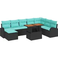 vidaXL Tuinbank Set 9 st Zwart Poly rattan