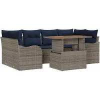 vidaXL Tuinbank Set 7 st Grijs en Marineblauw 100 x 55 x 73 cm
