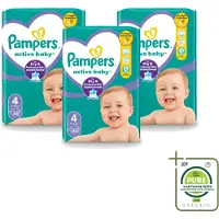 Pampers 3 x – Luiers – Active Baby Maat 4 – 46 Luiers - Grootverpakking - Vaatwasstrips - Baby Luier - Baby Droog - Baby Luchtdoorlatend - Baby Comfort - Baby Nacht
