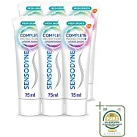 Sensodyne 6 x – Tandpasta – Complete Protection + Fresh Breath – 75 ml - Wasstrips - Gevoelige Tanden - Tandgevoeligheid - Fris Adem - Mondverzorging - Tandpasta