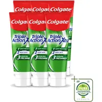 Colgate 6 x - Triple Action - Xtra Fresh - Tandpasta - 75ml - Grootverpakking - Vaatwasstrips - Tandpasta - Gaatjes - Tanden - Frisse Adem - Witte Tanden