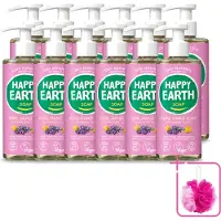 Happy Earth 12 x – Handzeep – 100% Natuurlijk Lavender Ylang – 300 ml - Bulkverpakking - Natuurlijke handzeep - Douchemop - Vegan handzeep