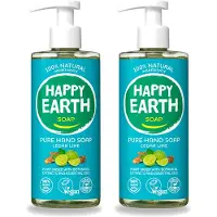Happy Earth 2 x – Handzeep – 100% Natuurlijk Cedar Lime – 300 ml - Voordeelverpakking - 2 stuks