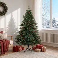 vidaXL Kunstmatige Hinged Kerstboom 180 cm PVC en Metalen Groen