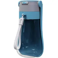 Famanu – Opvouwbare waterfles voor honden van 430 ml, draagbare huisdierfles voor puppy's, kleine, middelgrote en grote honden, waterdispenser en waterbak accessoire in blauw