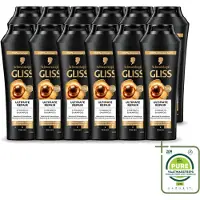 GLISS 12 x - Shampoo - Ultimate Repair - Voor Intensief Herstel - 250 ml - Grootverpakking - Vaatwasstrips - Herstel Haar - Beschadigd Haar - Droog Haar - Haarbreuk - Keratine