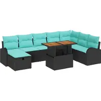 vidaXL Tuinset, 9-delig, zwart, polyrotan