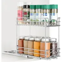 Famanu – 2-laagse uitrekbare kastorganizer voor specerijen, ideaal voor keuken en voorraadkast