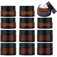 Famanu – 12 stuks amberglazen zalfpotjes, 20 ml/30 ml, lege potjes voor cosmetica en lotions