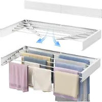 Famanu – Wandmontage droogrek, 97 cm opvouwbaar, wit, ruimtebesparend voor binnengebruik