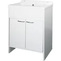 Merkloos Ruimtebesparend wastafel van PVC met afvoer, afmetingen 58 x 38 x 85 cm