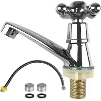 Benza Ibenzoa koudwaterkraan, zilverkleurig – zinklegering, kruk in pruimvorm, spatschermfilter, 12 inch schroefdraad, 20 mm aansluitingen, 0,8 MPa, inclusief 2 filters/2 afdichtingen/slang