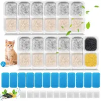 Oneisall Vervangingsfilterset voor Katzenbrunnen, compatibel met PWF-001 2L: 12 filters, 12 voorfiltersponsjes, 12 pompfiltersponsjes