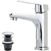 Benza Ibenzoa Chromen wastafelmengkraan – Éénhendelmengkraan met trekstang en afvoer, messing, bevestigingsafstand 32–35 mm, 3/8" aansluitingen