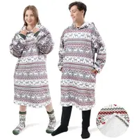 Textino WINTER-WONDER - hoodie 70x110 cm - oversized hoodie deken - unisex - kerstprint - Bronze Green - multicolour