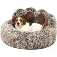 Merkloos Huisdierbed 50 cm, pluche, rond, anti-slip, wasbaar, voor honden