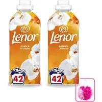 Lenor 2 x - Wasverzachter - Amber & Orchidee - Fris & Zacht - 42 Wasbeurten - Bulkverpakking - Wasverzachter - Douchemop - Geur