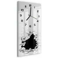 Tulup Wandklok - Gat in de muur Gekleurde Glazen Klok - 30x60 cm - Wit Glazen Klok Met Print - Zwarte handen - Rechthoekige Klok - Moderne Wandklok Glas - Wandklok Glas Decoratie