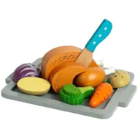 Bigjigs houten speelset voor het nadoen van een diner, 12-delig.