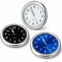 VHV - Ronde vorm lichtgevende dashboard - 3 stuks - Zwart, wit, blauw - Auto dashboard klok - Mini autoklok - Kleine analoge klok - in de keuken