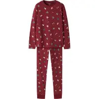 Name it kinder pyjama - Christmas - katoen - Grijze katoenen pyjama voor jongens en meisjes - 152 - Rood