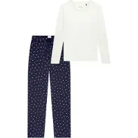 Schiesser Pyjama 'Mix & Relax' donkerblauw / wit