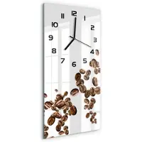 Tulup Wandklok - Koffiebonen Gekleurde Glazen Klok - 30x60 cm - Bruin Glazen Klok Met Print - Zwarte handen - Rechthoekige Klok - Moderne Wandklok Glas - Wandklok Glas Decoratie