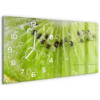 Tulup Wandklok - Kiwi Glazen Klok Met Print - 60x30 cm - Groente Wandklok Glas Met Motief - Witte handen - Rechthoekige Klok - Wandklok Glas Decoratie - Gekleurde Glazen Klok
