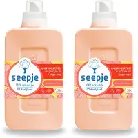 Seepje 2 x - Wasverzachter - Verzorgt en Verfrist - Sandelhout en Perzik - 30 Wasbeurten - 750 ml - Voordeelverpakking - 2 stuks