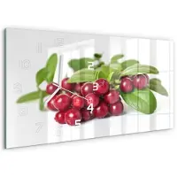 Tulup Wandklok - Cranberries Glazen Klok Met Print - 60x30 cm - Rood Wandklok Glas Met Motief - Witte handen - Rechthoekige Klok - Wandklok Glas Decoratie - Gekleurde Glazen Klok