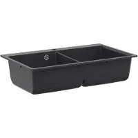 Syfax Keuken Wasbak Dubbele Wasbak Graniet 86 x 51 x 30 cm Grafiet