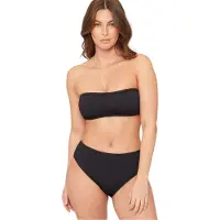 BE YOU Bikinibroekje met textuur en hoge taille voor dames/dames (Zwart)