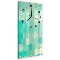 Tulup Wandklok - Geometrische achtergrond Gekleurde Glazen Klok - 30x60 cm - Groente Glazen Klok Met Print - Zwarte handen - Rechthoekige Klok - Moderne Wandklok Glas - Wandklok Glas Decoratie