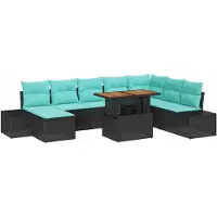 vidaXL Tuinset, 9-delig, zwart, polyrotan