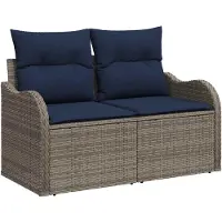 vidaXL Tuinbank met kussens, 121 x 62 x 69 cm, polyrotan