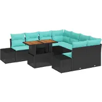 vidaXL Tuinset, 9-delig, zwart, polyrotan