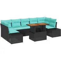 vidaXL Tuinset, 8-delig, zwart, polyrotan