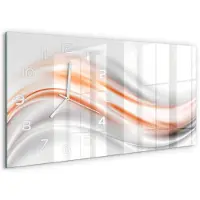 Tulup Wandklok - Golfabstractie Moderne Wandklok Glas - 60x30 cm - Oranje Wandklok Glas Decoratie - Witte handen - Rechthoekige Klok - Glazen Wandklok Design - Klok Glas Met Opdruk