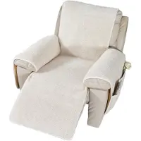 Merkloos Elzusha - Relaxfauteuil Hoes Sherpa Stof - Antislip Stoelbeschermer Crème 76x231cm