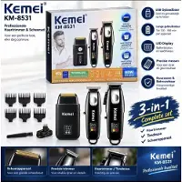 Kemei Tondeuse + Scheerapparaat + Body‑trimmer - km-8531 - set - scheren - 3 in 1 - nieuwe versie van 2025.