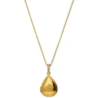 Lucardi Dames Stainless steel ketting met hanger medaillon met zirkonia voor dames - Ketting - Staal - Goudkleurig - 50 cm