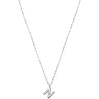 Lucardi Dames Zilveren ketting met hanger letter voor dames - Ketting - 925 Zilver - Zilverkleurig - 45 cm
