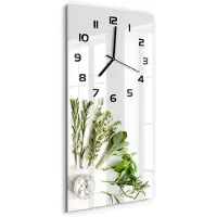 Tulup Wandklok - Kruiden Gekleurde Glazen Klok - 30x60 cm - Groente Glazen Klok Met Print - Zwarte handen - Rechthoekige Klok - Moderne Wandklok Glas - Wandklok Glas Decoratie