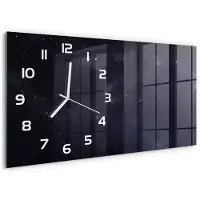 Tulup Wandklok - Sterrenbeeld Klok Glas Met Opdruk - 60x30 cm - Zwart Moderne Wandklok Glas - Witte handen - Rechthoekige Klok - Decoratieve Glazen Klok - Glazen Wandklok Design