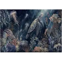 WALLARENA - Fotobehang 254x184 cm - vliesbehang - oceaan met schildpadden en koraalrif - kinderkamer