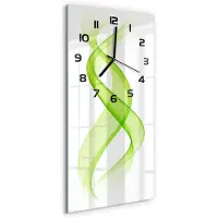 Tulup Wandklok - Kleurrijke golven Moderne Wandklok Glas - 30x60 cm - Groente Wandklok Glas Decoratie - Zwarte handen - Rechthoekige Klok - Glazen Wandklok Design - Klok Glas Met Opdruk