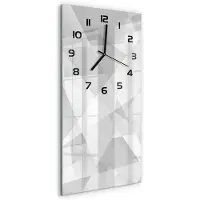 Tulup Wandklok - Abstracte achtergrond Klok Glas Met Opdruk - 30x60 cm - Grijs Moderne Wandklok Glas - Zwarte handen - Rechthoekige Klok - Decoratieve Glazen Klok - Glazen Wandklok Design