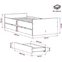 vidaXL Bedframe Artisanaal eiken 90 x 200 cm Bewerkt hout